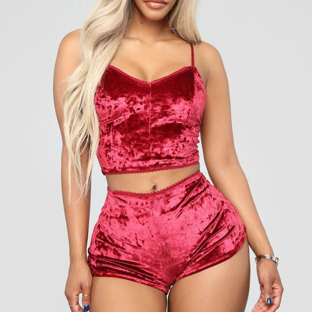 Velvet Nightwear Lingerie Sets - Rochemart Store