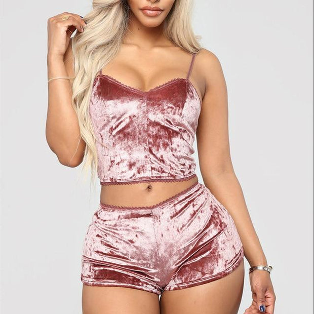 Velvet Nightwear Lingerie Sets - Rochemart Store